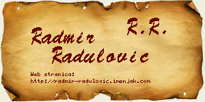 Radmir Radulović vizit kartica